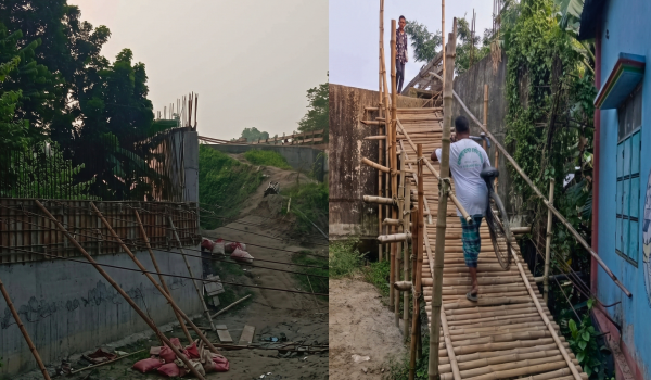মির্জাপুরে ৬ বছরেও শেষ হয়নি কামারপাড়া ব্রিজ, ভরসা বাঁশের সাঁকো Images 10000 02